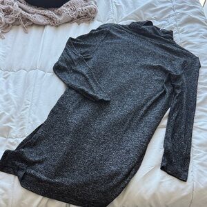 Charcoal Knit Turtleneck Sweater Dress